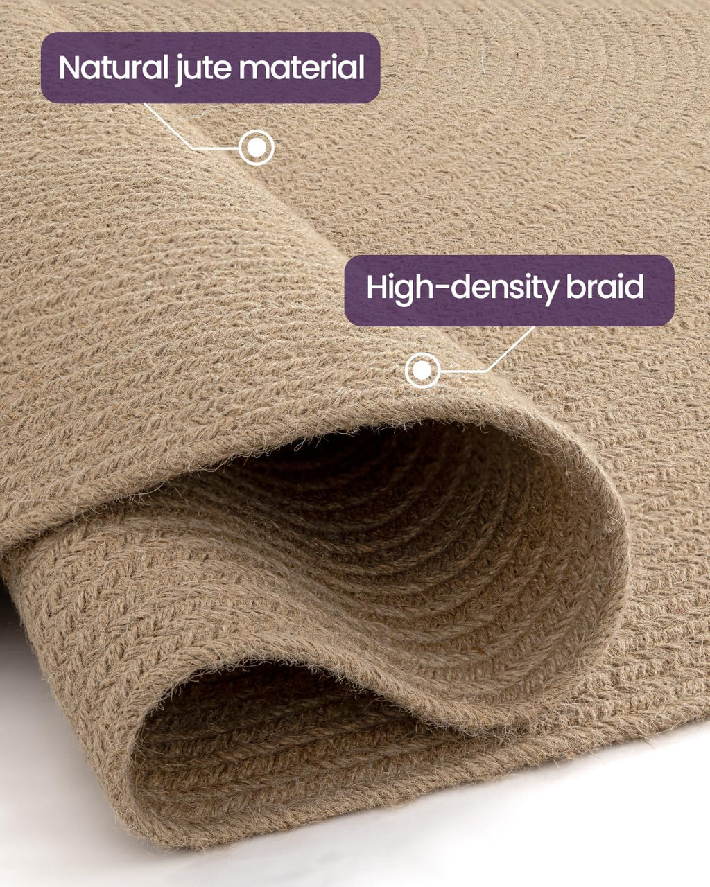 DEXI Round Jute Rug Natural Fiber 4x4, Braided Woven Area Rugs No Shed, Soft Neutral Rustic Carpet Mat for Indoor Outdoor Patio Dining Living Room Bedroom Farmhouse, 4ft, Beige