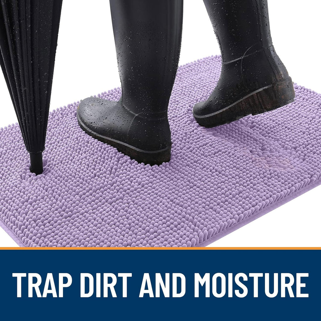 OLANLY Dog Door Mat - Absorbent Non-Slip Mud Mat for Indoor Use | Quick Dry Chenille 48x30, Lavender