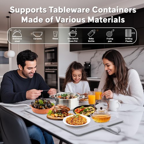 Food Warming Mat WochiTV Electric Warming Tray with 6 Level Temperature Control and 6 Hours Timer Extra Large Food Warmer Perfect for Parties Gatherings Buffet (Gray)