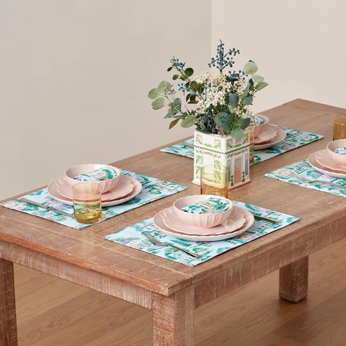 Lenox Spice Village Placemats - Set of 4, Blue, 13" W x 19" L | Stylish Table Decor
