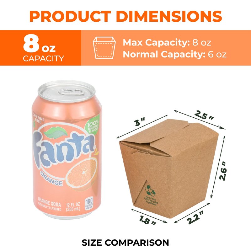 Fit Meal Prep 50 Pack 32 oz Chinese Take Out Boxes - 4.5x4” Plain Kraft Paperboard Food Containers, Leak and Grease Resistant Quart Size Asian Rectangle To Go Boxes, Candy Buffet Box and Party Favors