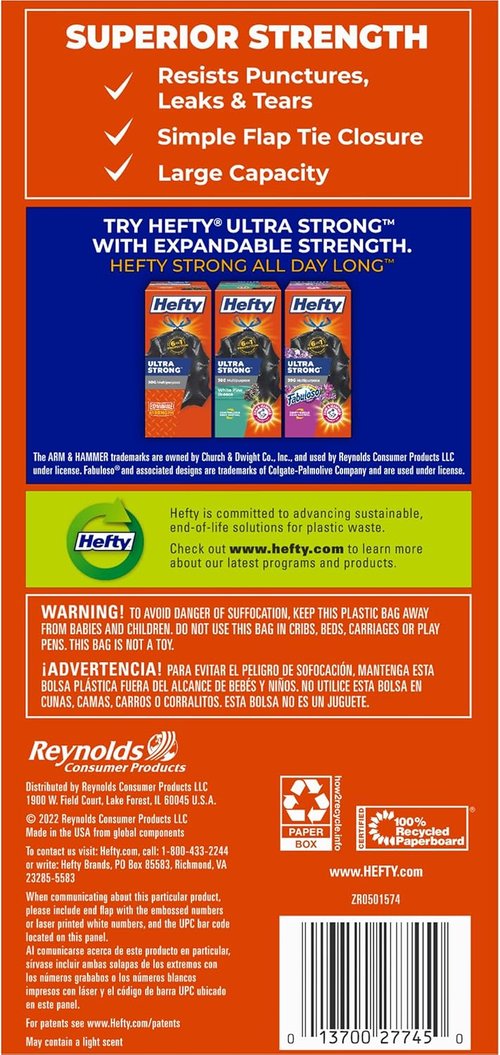 Hefty Easy Flaps 30 Gallon Trash Bags - Durable & Convenient Waste Disposal Solutions