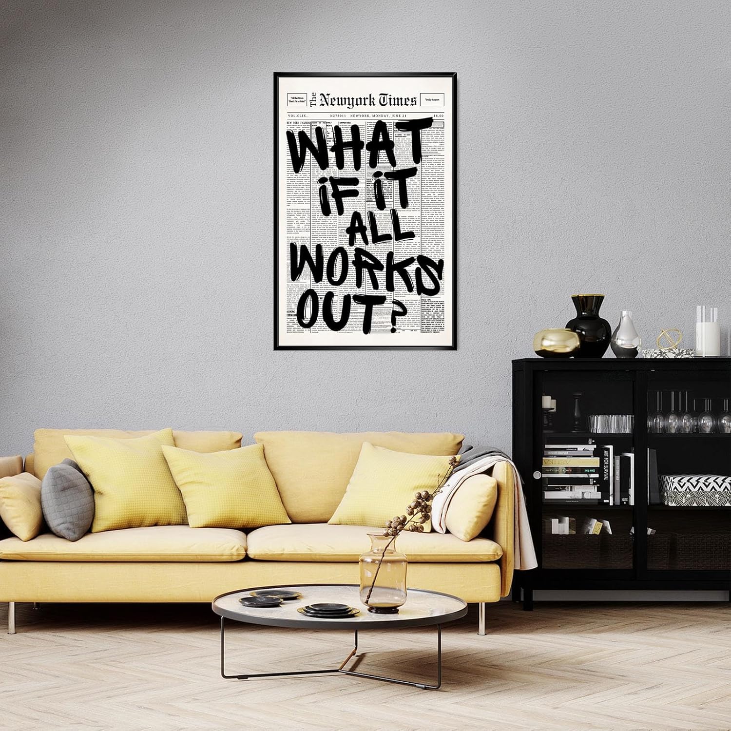 Skiennix Unframed Black And White Newspaper Canvas Poster - Inspirational Quote Wall Art | 8x12in