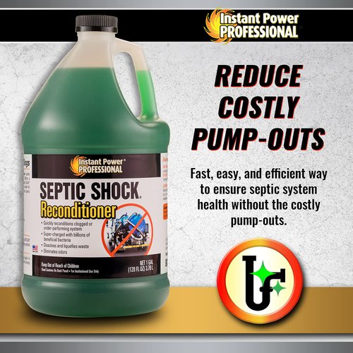 Instant Power Professional Septic Shock, Septic Tank System Treatment, 8818, 128 Fl. Oz. (4 Pack)