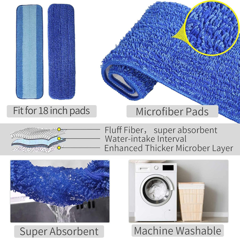 Skiennix Premium Spray Mop - 18 Inch Multi-Purpose Hardwood Cleaner with 3 Reusable Pads | Blue