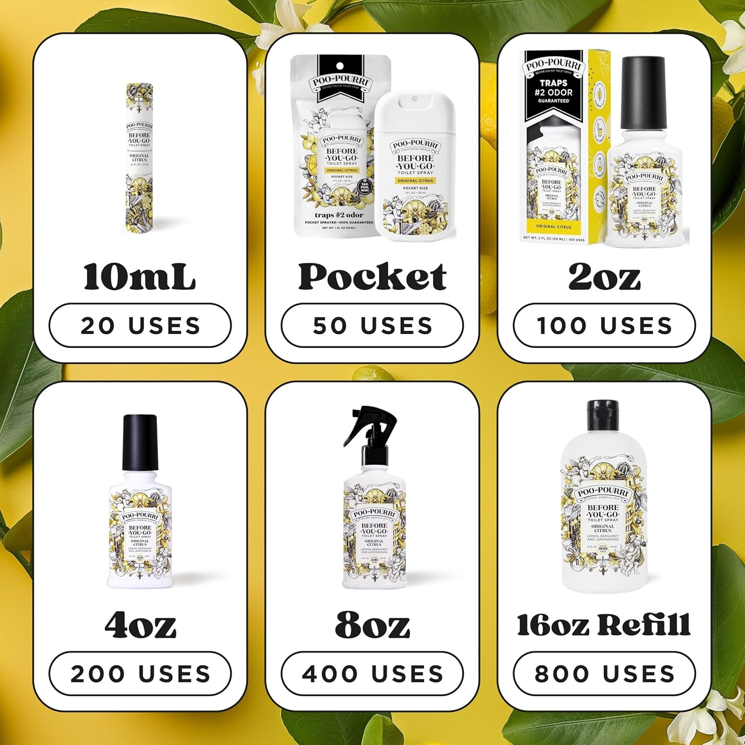 Poo-Pourri Toilet Spray - Travel Essentials Variety Pack | 3 Scents, TSA Approved, 0.34 Fl Oz Each