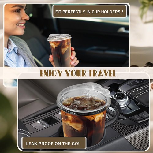 KesaPlan 50 Pack 16oz Clear Plastic Cups with Sip Lids, Disposable Iced Coffee Cup with Strawless Lid for Party Wedding Catering Events, To Go Cups for Cold Drinks Smoothie Milkshake Lemonade Bubble