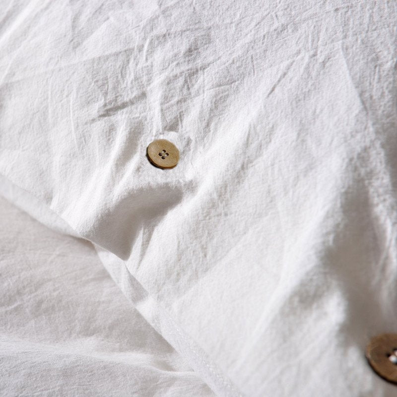 Doffapd Duvet Cover Queen, Washed Cotton Duvet Cover Set - 3 Piece (Queen, Off-White)
