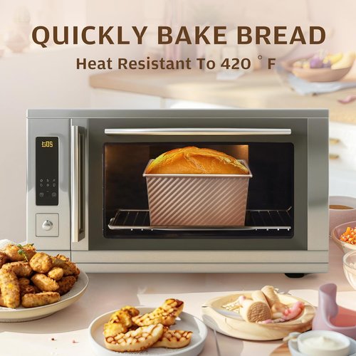 KITESSENSU Non-Stick Pullman Loaf Pan with Lid - 2 Pack, 1 lb Capacity, Gold Carbon Steel Bakeware