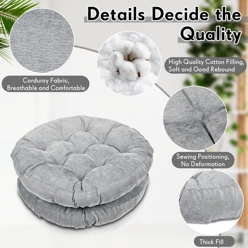 Jerify 6 Pcs Floor Pillow Cushions 22 x 22 Inch Round Square Large Meditation Floor Pillow for Classroom Adult Meditation Picnic Party Seating Learning Daycare School (Round,Light Gray)