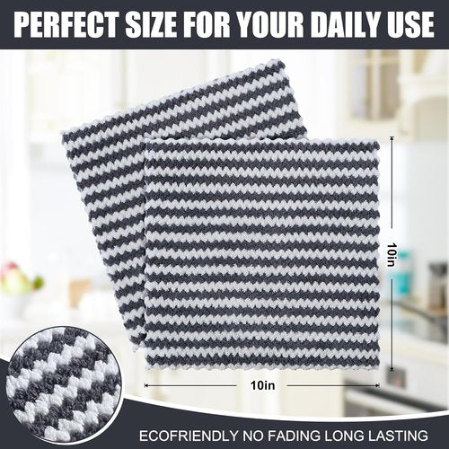 Homaxy Ultra Soft Microfiber Dish Towels - 12 Pack Reusable, Fast Drying, No-Lint | Dark Grey, 10 x 10 Inches
