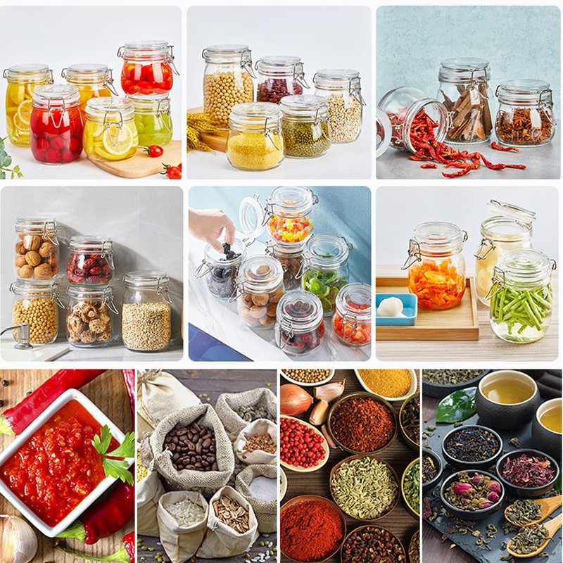 Glass Jars With Airtight Lid 16 Oz (Set Of 6) Wide Mouth Mason Glass Airtight Storage Canisters Leakproof For Coffee Sugar Nuts Spice Refrigerator Pickles & Preserves Tea For Fridge Kitchen Pantry