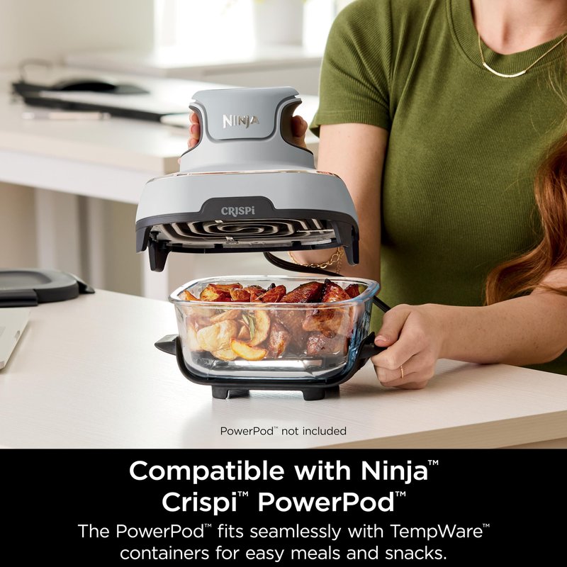 Ninja 6 Cup CleanCrisp Glass Container with Leak-Proof Storage lid, Compatible with Ninja Crispi® Portable Cooking System, Microwave, Freezer & Dishwasher Safe, PFAS & PTFE Free Glass, XSKSFN6CUP