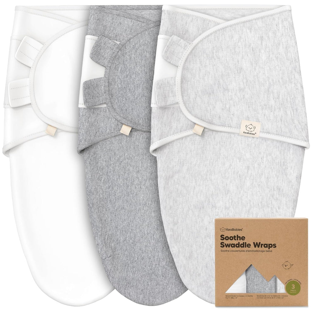 Skiennix Organic Baby Swaddle Sleep Sacks - Soft & Snug for Newborns 3-6 Months | 3-Pack in Cloud, Size L