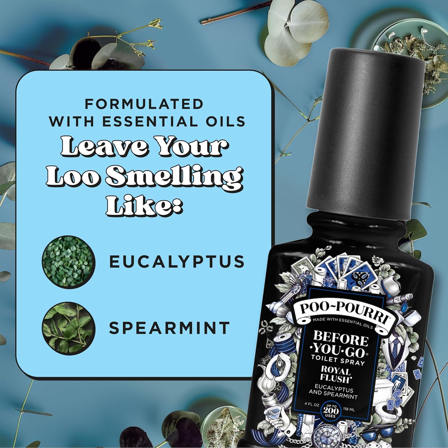 Poo-Pourri Before-You-Go Toilet Spray - Royal Flush, 2 Fl Oz | Eucalyptus & Spearmint Scent