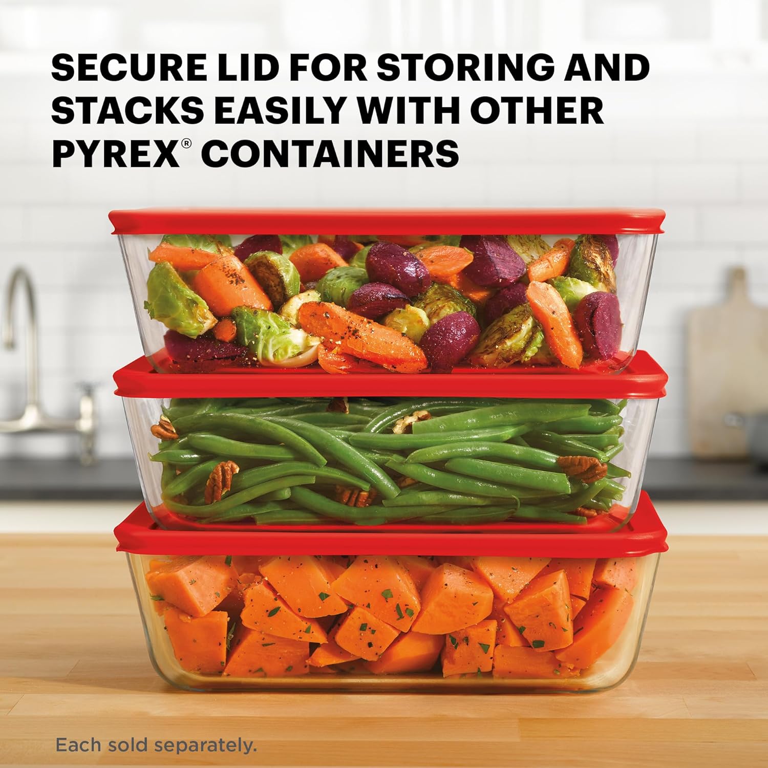 Pyrex Simply Store Glass Food Storage Container - 11 Cup | BPA-Free Lids, Microwave & Dishwasher Safe