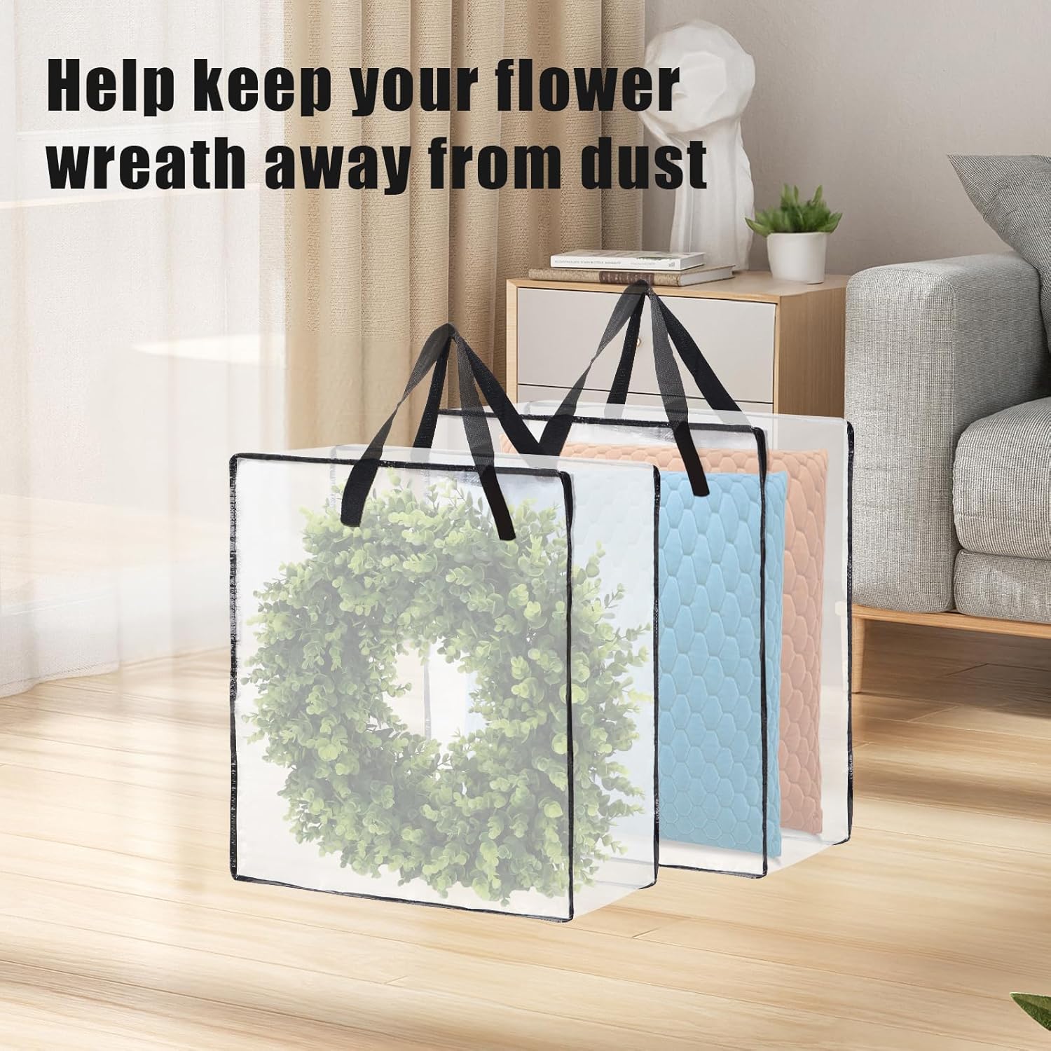 Skiennix Wreath Storage Bag - 5-Pack, 26-Inch 95L Containers for Seasonal Decorations & Bedding