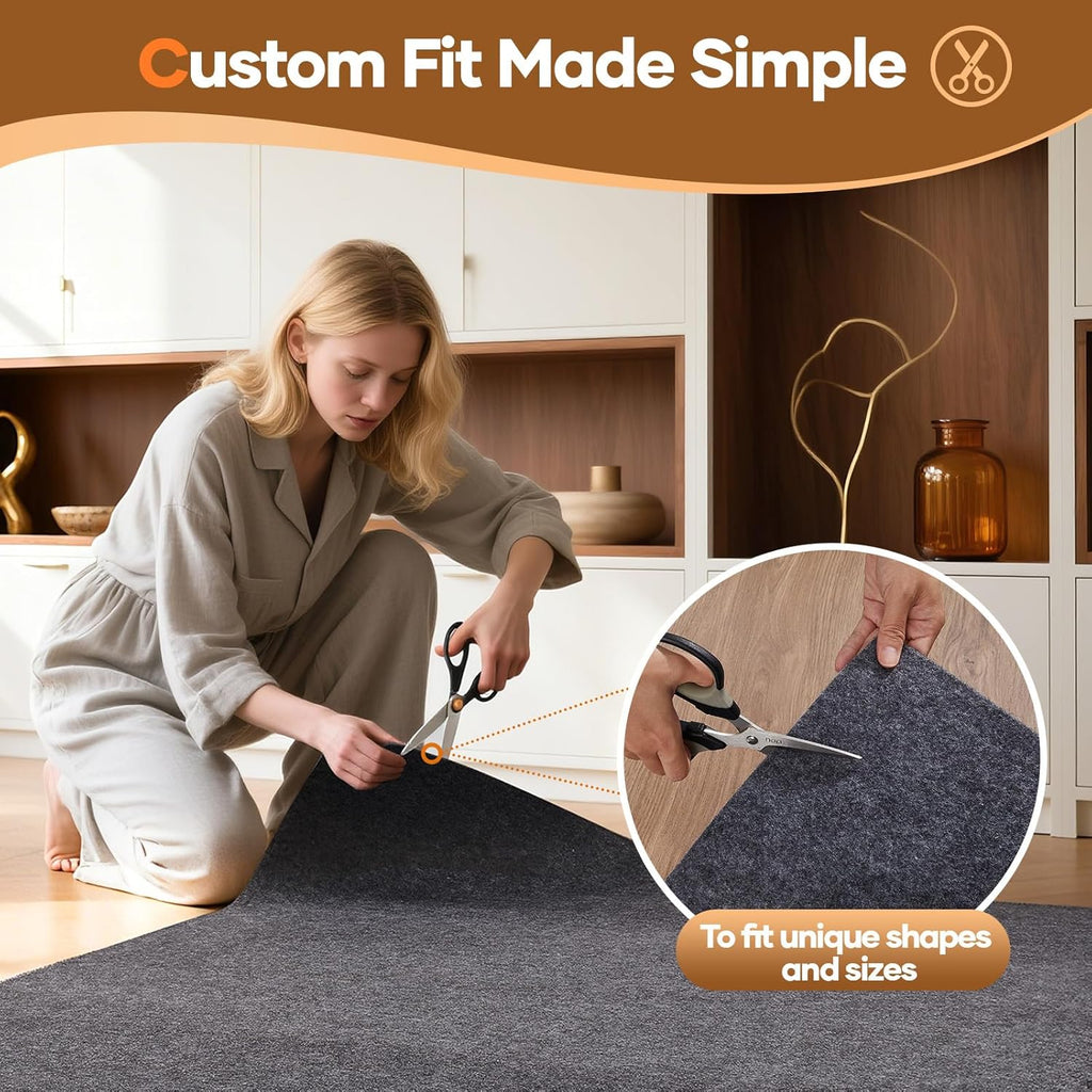 Veken 5 Ft Round Non-Slip Rug Pad - Cushioned Felt & Silicone Backing, 1/4 Inch Thick for Hardwood Floors