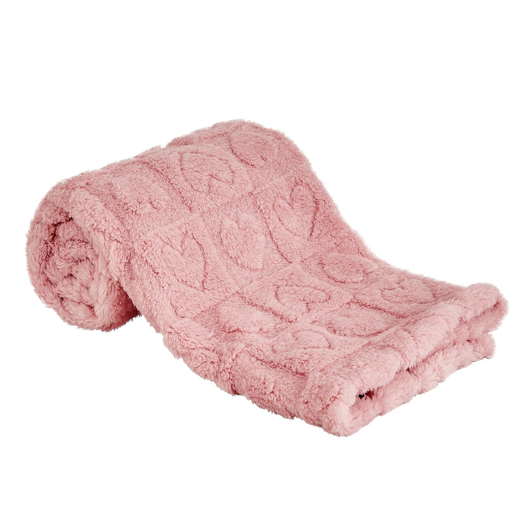 Yurhap Fleece Baby Blanket - Ultra Soft Heart Checkered Design for Girls & Boys | 30”×40” Dark Pink