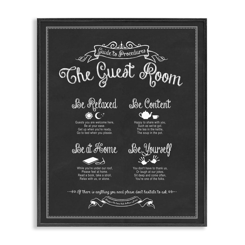 Stupell Industries The Guest Room Guide Black Framed Wall Art, 24x30, Design by Artist Lettered and Lined