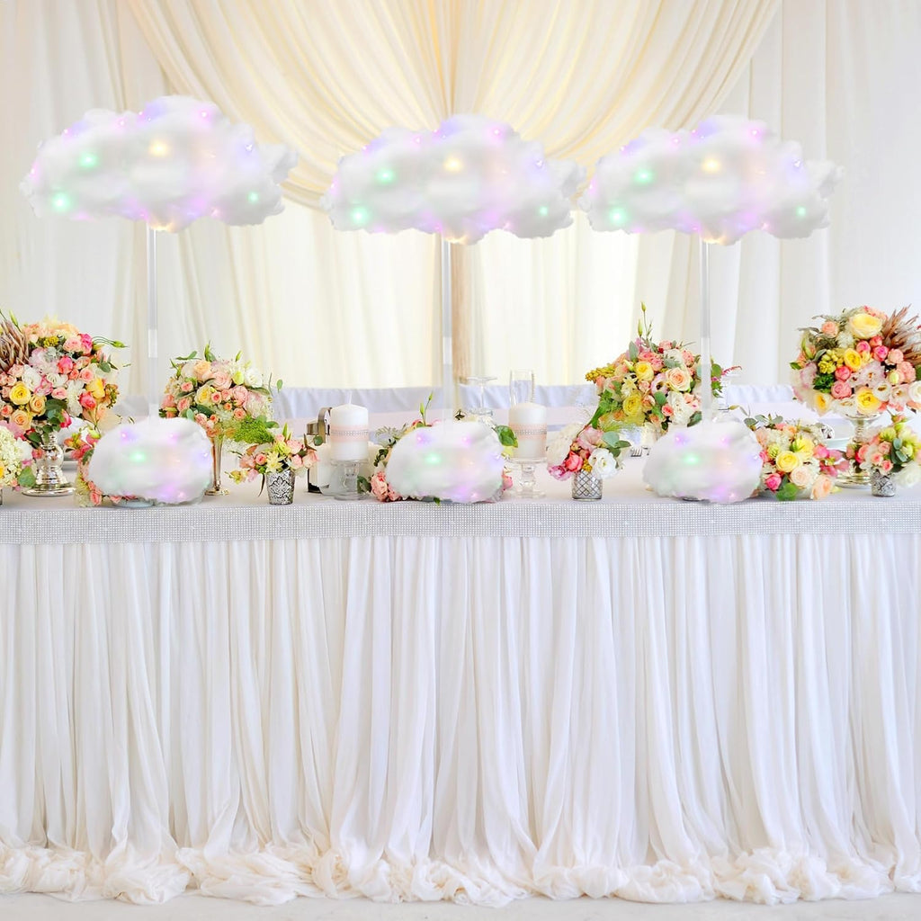 Skiennix 4 Set Artificial LED Cloud Lights - Fluffy Cotton Clouds DIY Decor for Baby Showers & Parties