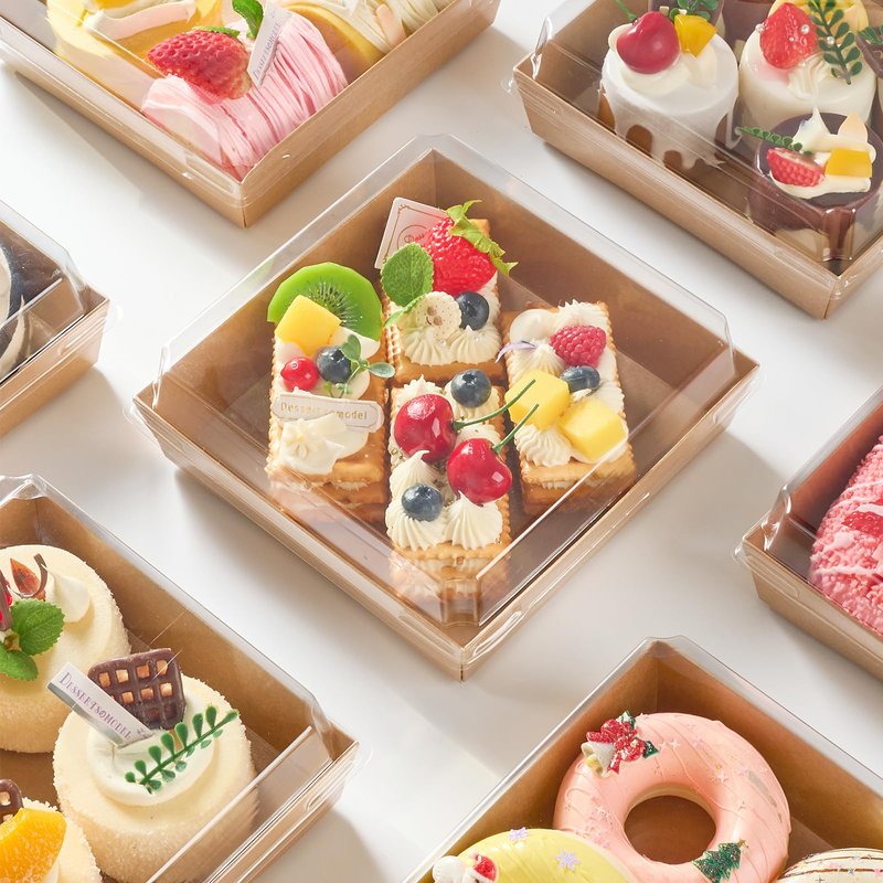 Kucoele 7 x 7 Inches Charcuterie Boxes with Clear Lids, 20 Pack Disposable Large Paper Charcuterie Boxes, To Go Food Containers for Charcuterie, Sandwiches, Cookies, Cake Slices, Strawberries (Brown)