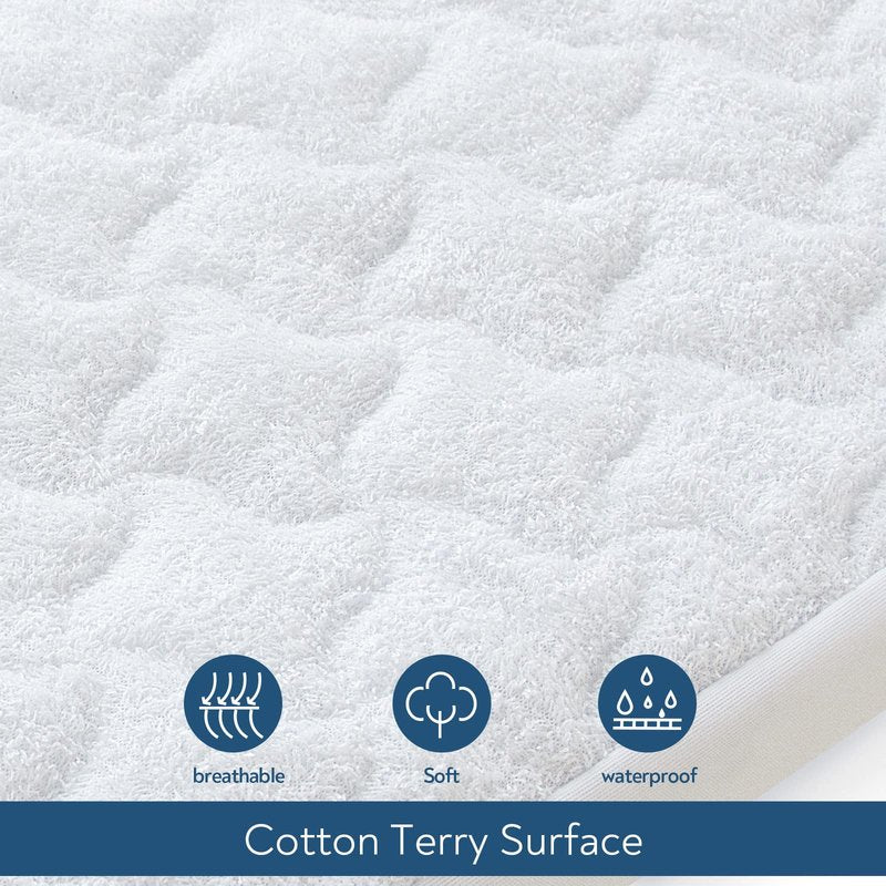 Waterproof Travel Crib Mattress Pad Cover 24" x 42", Fit for Guava Lotus, Dream On Me, UNiPLAY, 2 Pack Travel Crib Mattress Protector Sheets, Quilted Cotton Terry Surface