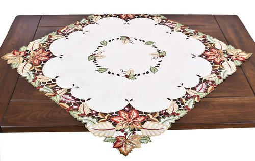 Fall and Maple Leaf Square Thanksgiving Table Topper Small Tablecloth (33 Inch Square)