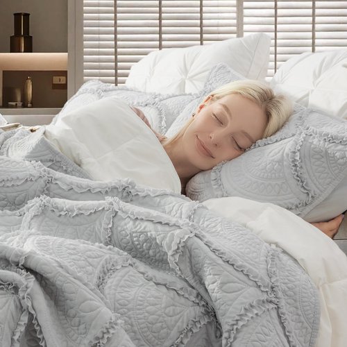 TEXSTEAD Solid Color Quilt (gray4, Queen)