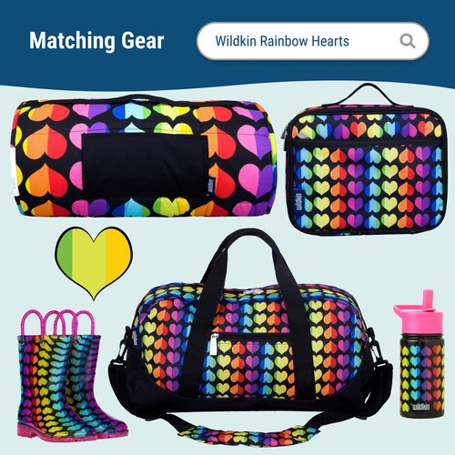Wildkin 15 Inch Kids Backpack Bundle with Lunch Bag (Rainbow Hearts)