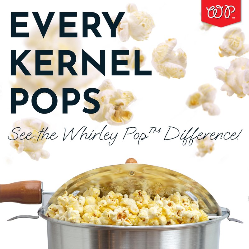 Original Whirley Pop Popcorn Machine – 3-Minute Stovetop Popcorn Maker, Home Movie Night, Movie Snacks, Game Night Snacks – Wabash Valley Farms - Aluminum Pot With Nylon Gears – (Red)