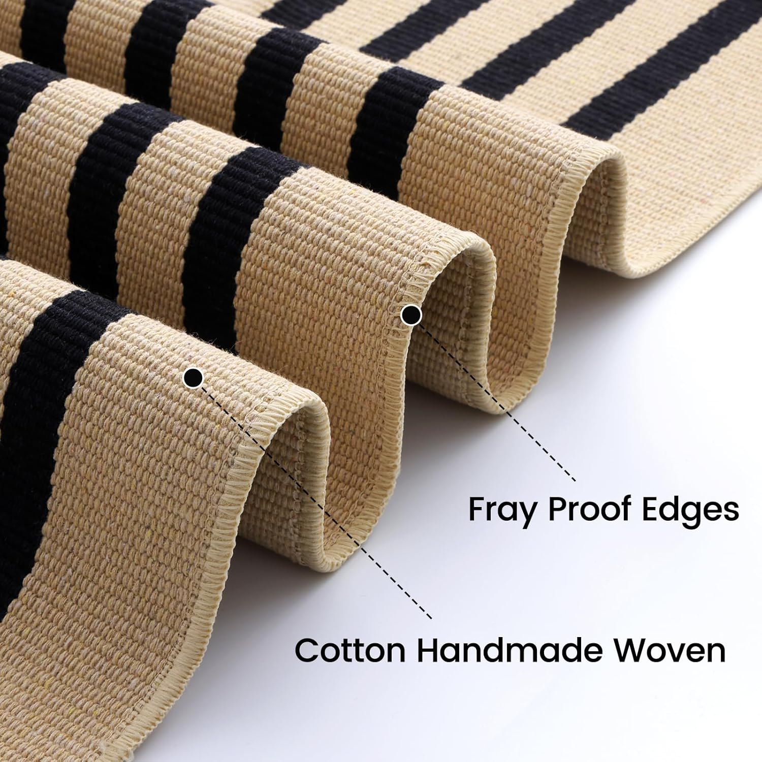 OLANLY Striped Rug - Washable Brown and Black Cotton Doormat | 2' x 3' for Indoor/Outdoor Use