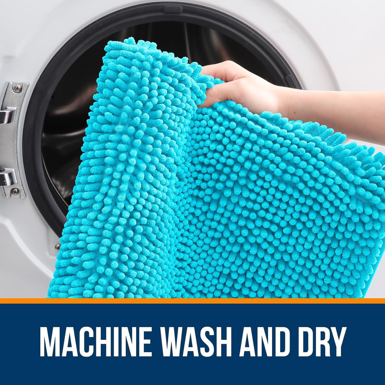 OLANLY Bath Rugs - Extra Soft Chenille, Quick Dry & Absorbent | 24x16 Inches, Aqua Sky Color