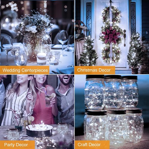 Btfarm 24 Pack Fairy Lights - Battery Operated 7ft Twinkle Lights | Waterproof Silver Wire for Mason Jars & Decor