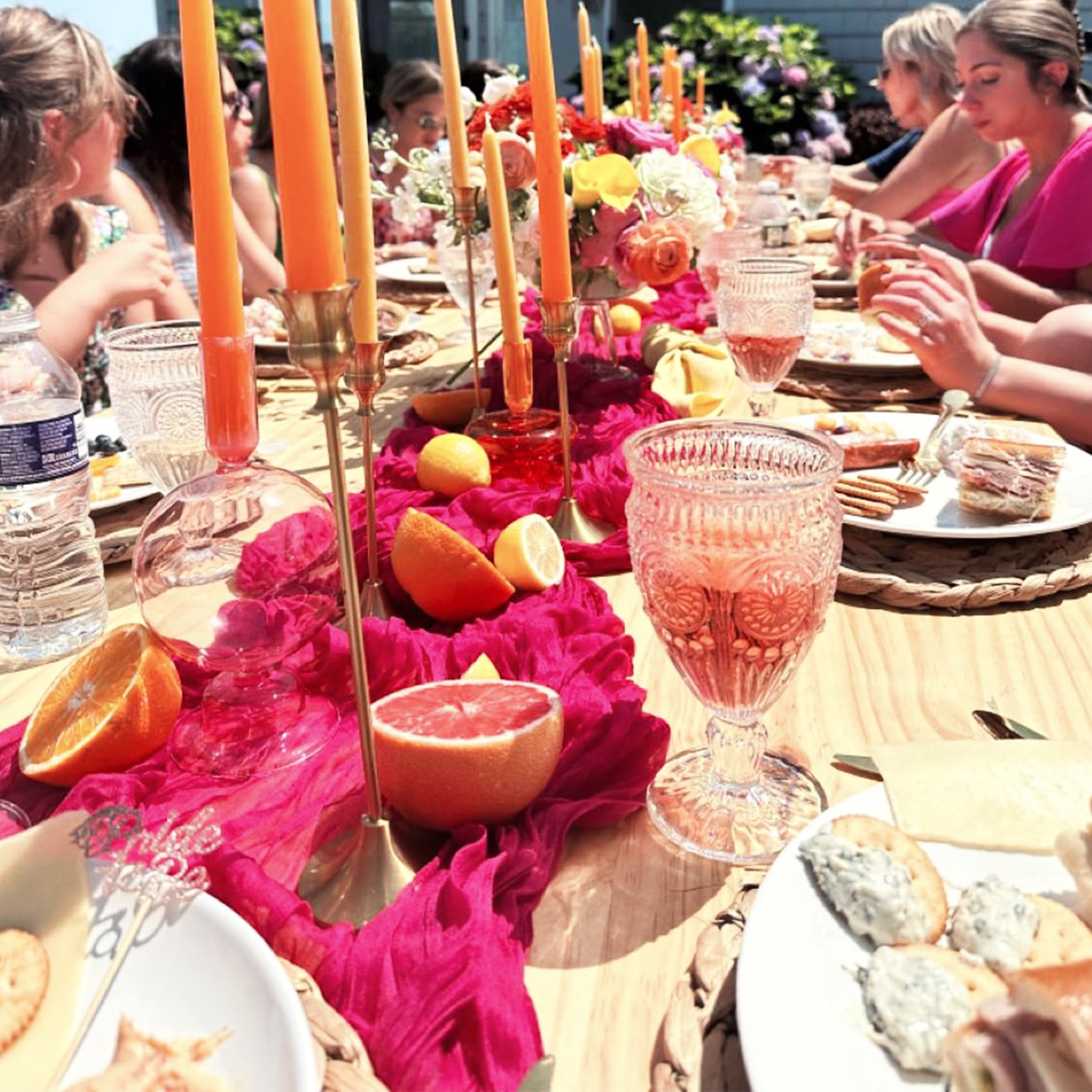 10 Pack Cheesecloth Table Runner 6FT Boho Gauze Rustic Fabric Table Runner Vintage Sheer Tablecloth for Wedding Party Bridal Baby Shower Long Table Decorations (Fushia)