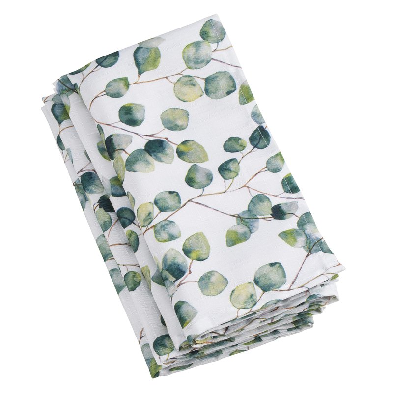 SARO LIFESTYLE Eucalyptus Leaf Table Napkin (Set of 12), Eucalyptus, 20"