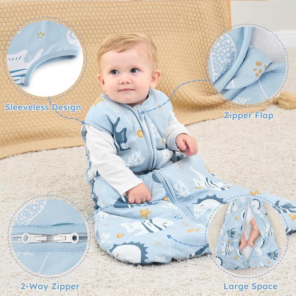 Yoofoss Baby Sleep Sack - 0-6 Months TOG 2.5 Wearable Blanket | 100% Organic Cotton, Warm & Comfy