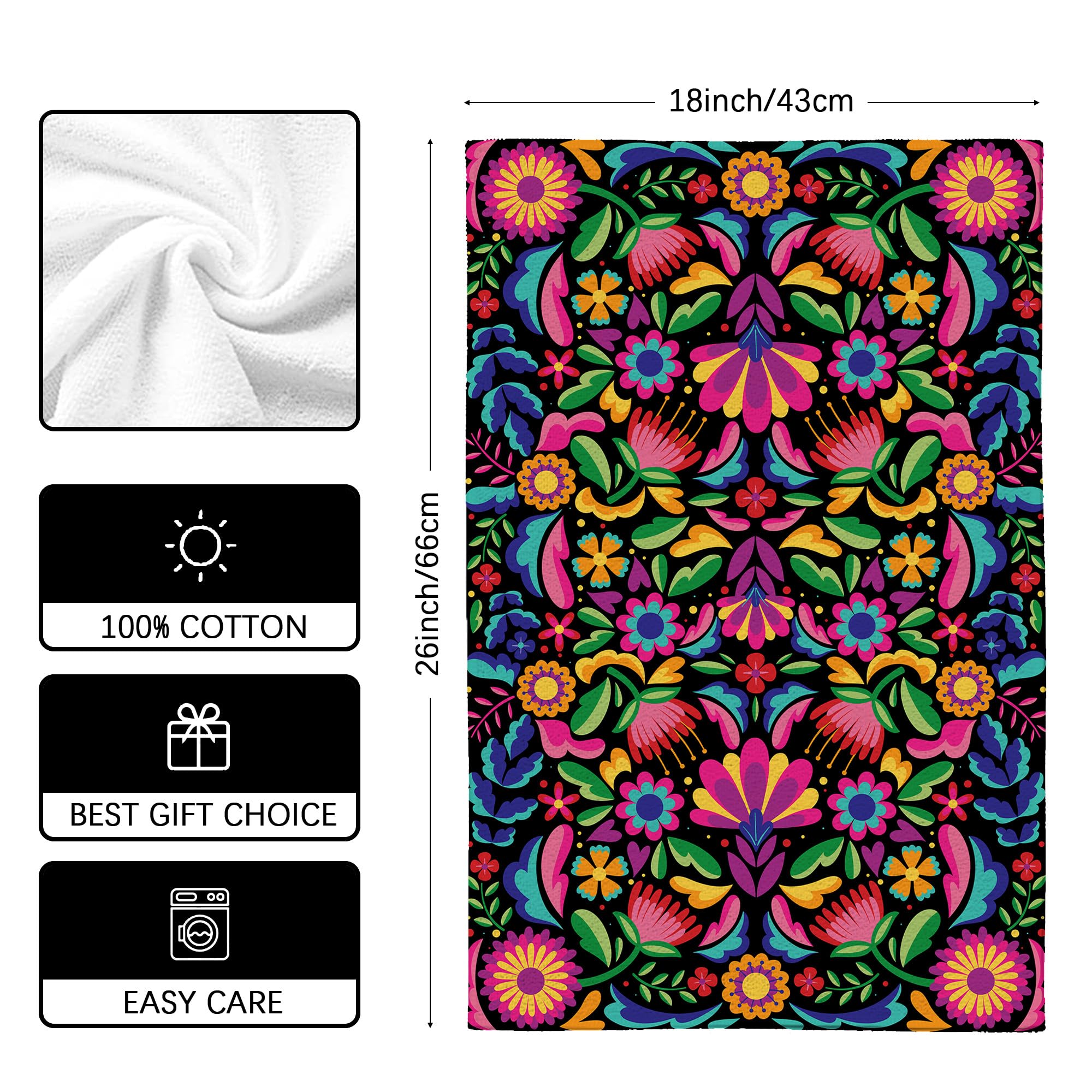 Simple Life Mexican Decor Towels for Kitchen - Set of 2, 18x26 Inch - Cinco De Mayo, Day of The Dead