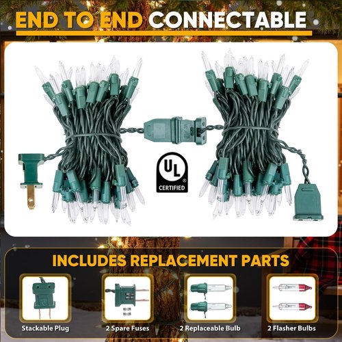 50-Count White Christmas Lights - 13FT Mini String Lights with Green Wire for Indoor & Outdoor Decor