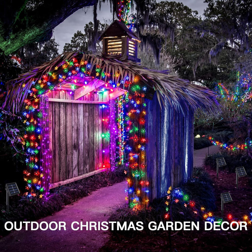 Suddus Solar String Lights - 100 LED Flower Design | 2 Pack for Garden, Patio & Christmas Decor