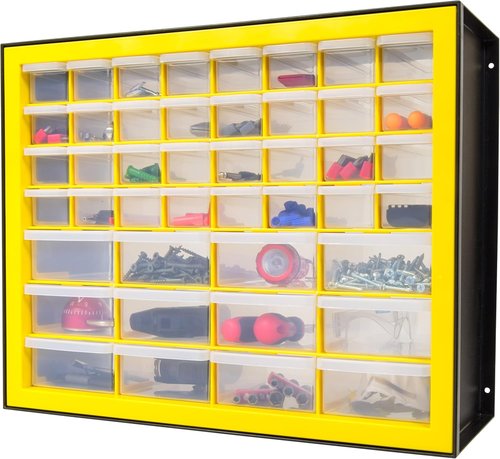 IRIS Hardware Storage Drawer - 44 Compartment Parts Organizer Cabinet | Yellow Color
