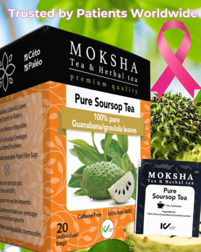 Pure Soursop Tea made with Pure Graviola Leaf- Guanabana Leaves- 40 Tea Bags Moksha Ayurveda (pack of 2)