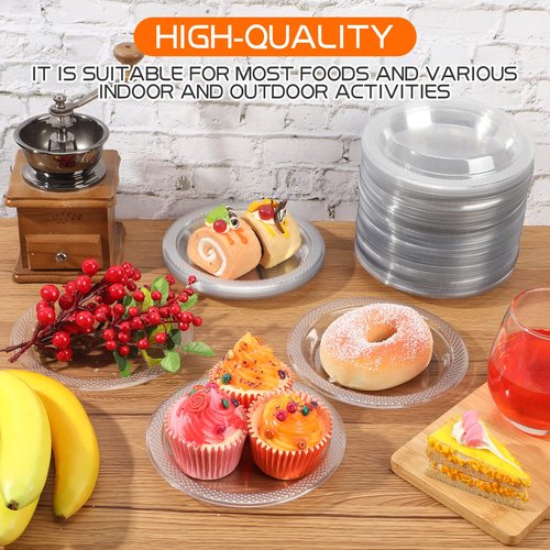 Sabary 1000 Count Clear Plastic Plates 6 Inch Disposable Dessert Plates Round Clear Dinner Supplies for Home Wedding Christmas Party Picnic Restaurant Catering