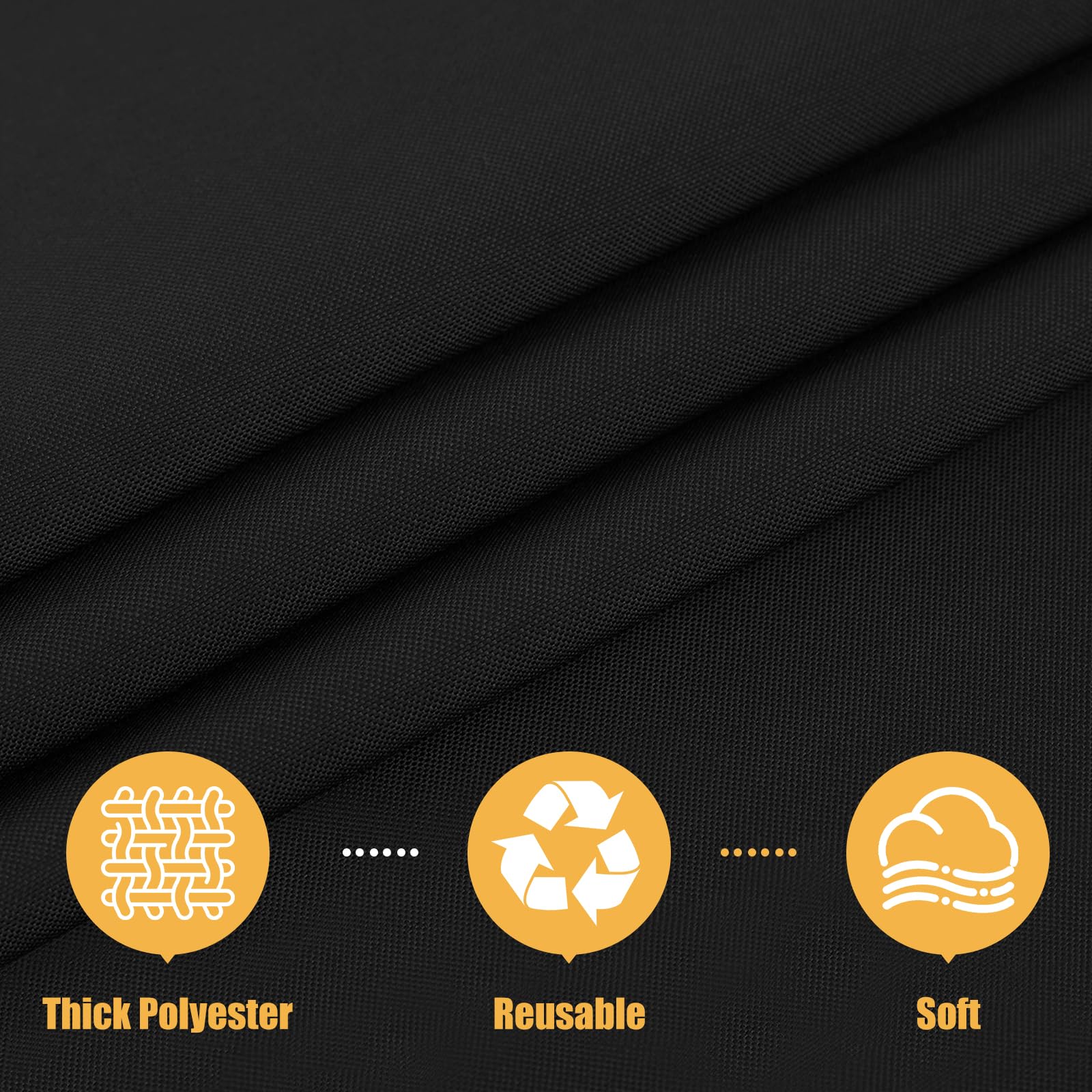 Smiry Rectangle Table Cloth, Waterproof Anti-Scratch Polyester Tablecloth, Decorative Washable Fabric Table Cover for Dining, Buffet, Parties and Outdoor, 52x70, Black