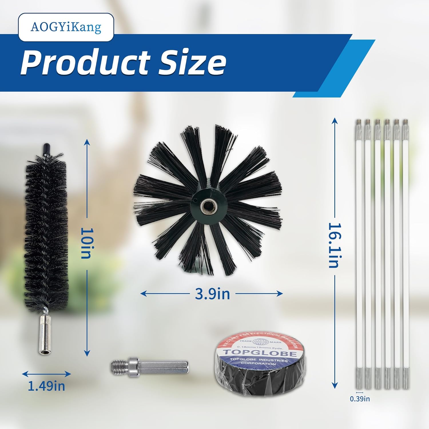 Skiennix 30 Feet Dryer Vent Cleaning Brush Kit - Durable Chimney Brush with Flexible Nylon Rod for Lint Removal