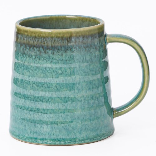 Mkour 23oz Extra Large Ceramic Coffee Mugs, Handmade Cup, Big Tea Cups with Large Handle for Office and Home, Microwave and Dishwasher Safe (Crystal Green)