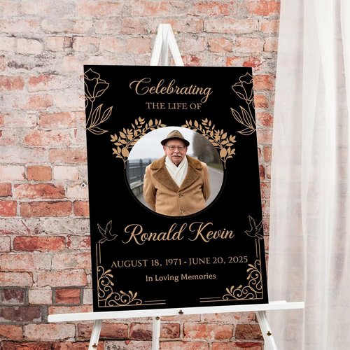 Editable Celebration of Life Welcome Sign - Personalized Memorial Poster for Funeral Service | Modern Remembrance Decor