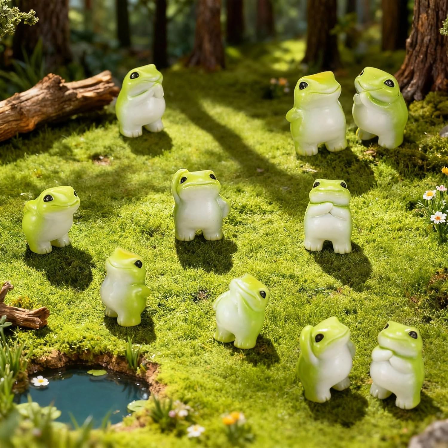 Novabright Mini Resin Frog Figurines - 30 Pcs Cute Decorations for Fairy Gardens & Home Decor