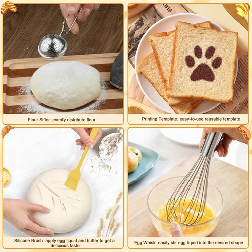 Goeveo Sourdough Starter Kit, 42Pcs Sourdough Bread Baking Supplies Sour Dough Kit 650ml Sourdough Starter Jar Feeding Time Tracker Bread Making Supplies Tools Gifts for Bakers Bread Bags for Homemade