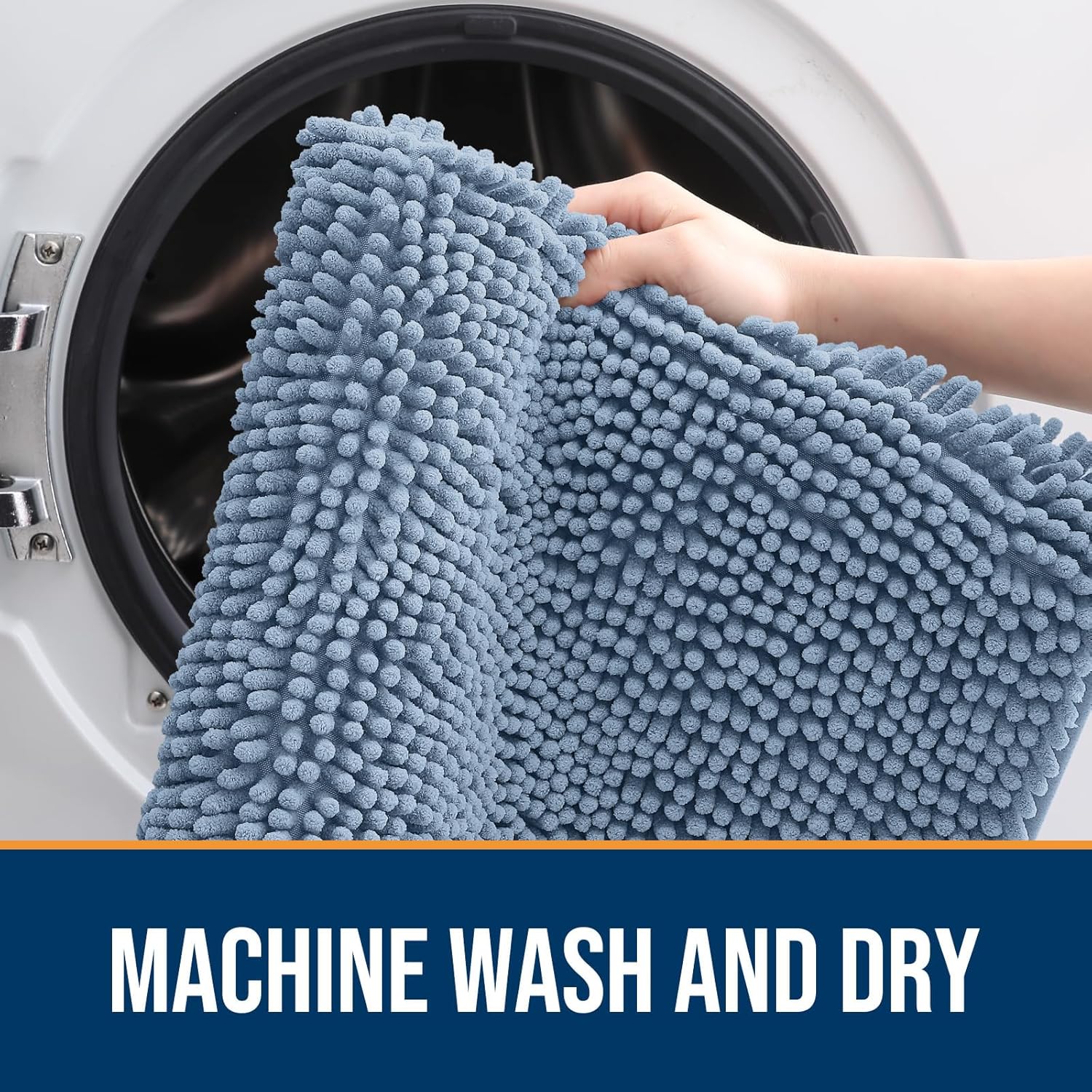 OLANLY Dog Door Mat - Absorbent Non-Slip Chenille for Muddy Paws | Quick Dry 70x32, Airy Blue
